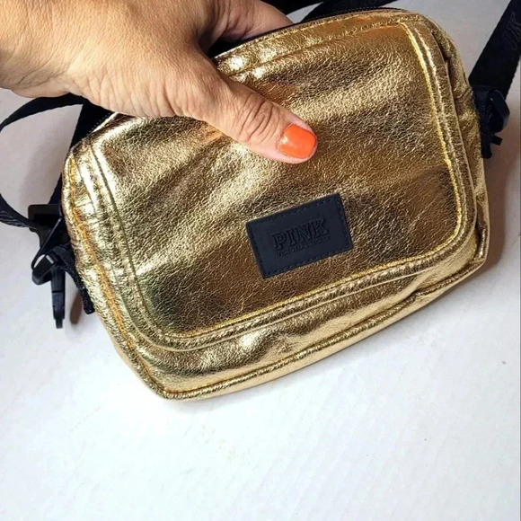 PINK Victoria Secret Gold Crossbody Adjustable Bag - Picture 10 of 12